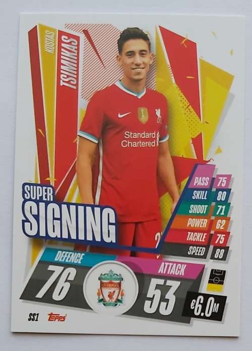 KOSTAS TSIMIKAS (Liverpool) - TOPPS `CHAMPIONS LEAGUE` 2020/2021 - SUPER SIGNING TRADING CARD SS1