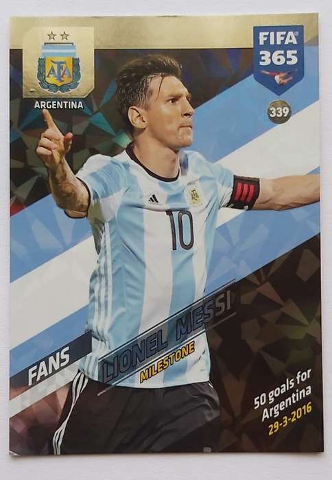 LIONEL MESSI  - PANINI `FIFA 365 2018 EDITION` - FOIL `FANS FAVOURITE` TRADING CARD 339