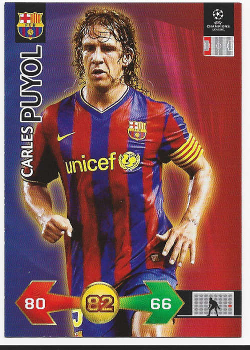CARLES PUYOL (Barcelona) - PANINI CHAMPIONS LEAGUE `S/STRIKES` 2009/10 - `BASE` TRADING CARD