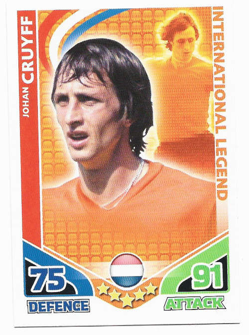 JOHAN CRUYFF - TOPPS `MATCH ATTAX WORLD CUP 2010` - `INTERNATIONAL LEGEND` BASE TRADING CARD