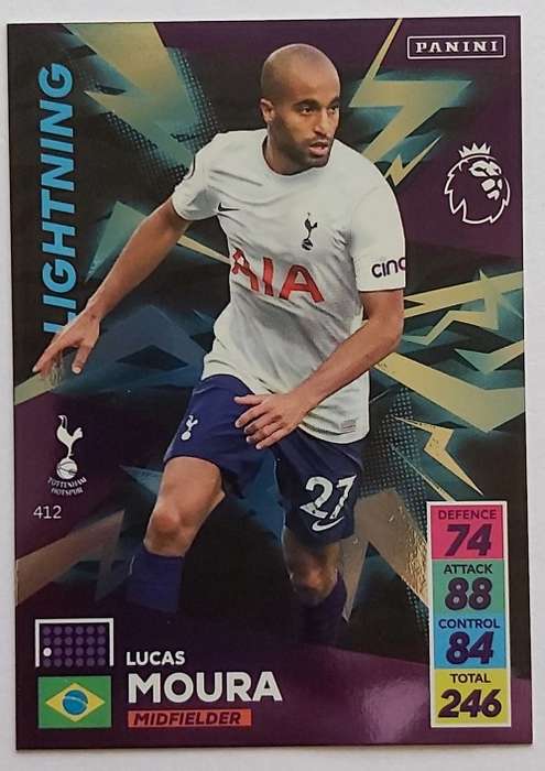 LUCAS MOURA - PANINI Adrenalyn EPL 2021/2022 - FOIL `LIGHTNING` TRADING CARD 412