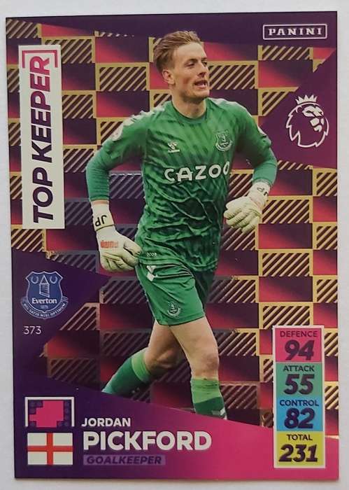 JORDAN PICKFORD - PANINI Adrenalyn EPL 2021/2022 - FOIL `TOP KEEPER` TRADING CARD 373