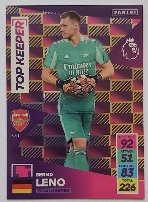 BERND LENO - PANINI Adrenalyn EPL 2021/2022 - FOIL `TOP KEEPER` TRADING CARD 370