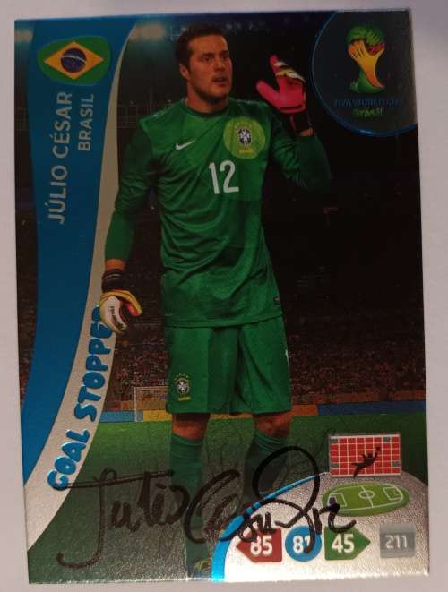 JULIO CESAR (BrazilWCup 2014) - PANINI WORLD CUP 2014 -  Personally `AUTOGRAPHED` TRADING CARD