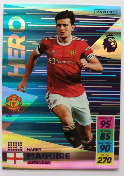 HARRY MAGUIRE - PANINI Adrenalyn EPL 2021/2022 - FOIL `HERO` TRADING CARD 438