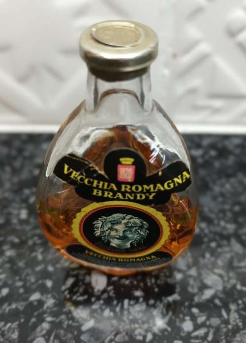 VECHIA ROMAGNA BRANDY LIQUEUR MINI BOTTLE -Italy 40% - Sealed and in Perfect Condition