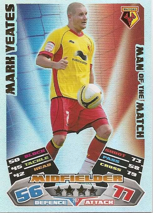 MARK YEATES (Watford - TOPPS `MATCH ATTAX CHAMPIONSHIPS` 2011/12 - FOIL `MAN of  MATCH` CARD