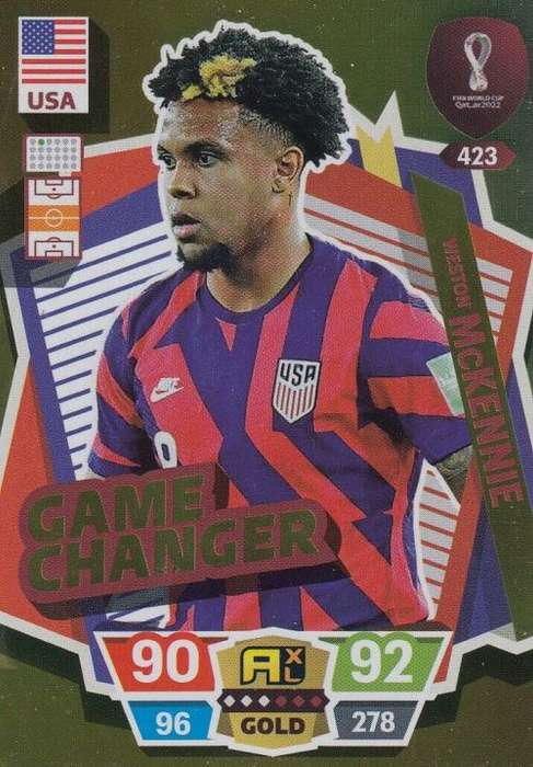 WESTON McKENNIE - PANINI `FIFA WORLD CUP 2022` QATAR - RARE `GAME CHANGER` TRADING CARD 423