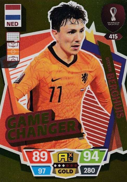 STEVEN BERGHUIS - PANINI `FIFA WORLD CUP 2022` QATAR - RARE `GAME CHANGER` TRADING CARD 415