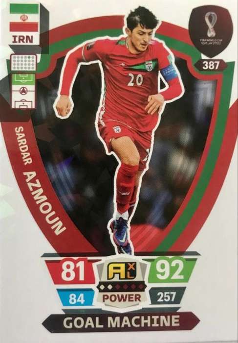 SARDAR AZMOUN - PANINI `FIFA WORLD CUP 2022` QATAR - `GOAL MACHINE` TRADING CARD 387