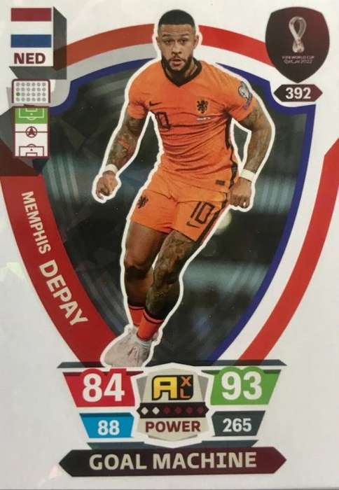 MENPHIS DEPAY - PANINI `FIFA WORLD CUP 2022` QATAR - `GOAL MACHINE` TRADING CARD 392