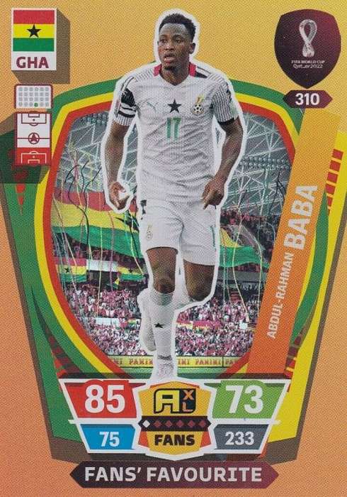 A. BABA - PANINI `FIFA WORLD CUP 2022` QATAR - `FANS FAVOURITE` TRADING CARD 310