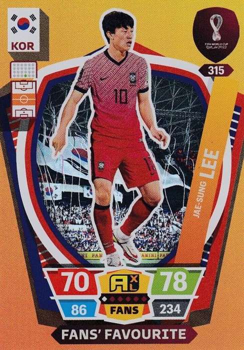 JAE SUNG LEE - PANINI `FIFA WORLD CUP 2022` QATAR - `FANS FAVOURITE` TRADING CARD 315