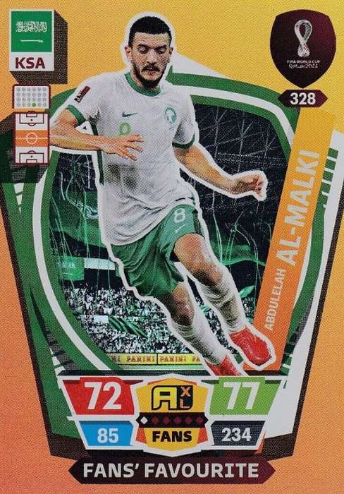 A. AL MALKI - PANINI `FIFA WORLD CUP 2022` QATAR - `FANS FAVOURITE` TRADING CARD 328