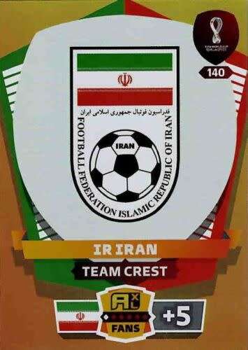 IRAN - PANINI `FIFA WORLD CUP 2022` QATAR - `TEAM CREST` TRADING CARD 140