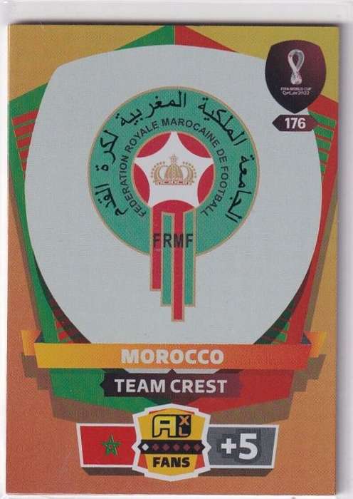 MOROCCO - PANINI `FIFA WORLD CUP 2022` QATAR - `TEAM CREST` TRADING CARD 176