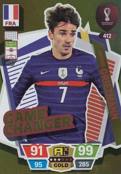 ANTOINE GRIEZMANN - PANINI `FIFA WORLD CUP 2022` QATAR - RARE `GAME CHANGER` TRADING CARD 412