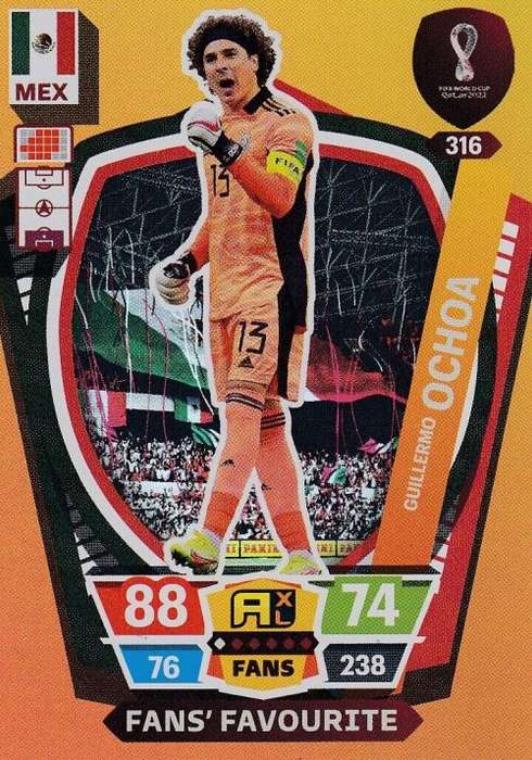 G. OCHOA - PANINI `FIFA WORLD CUP 2022` QATAR - FOIL `FANS FAVOURITE` TRADING CARD 316