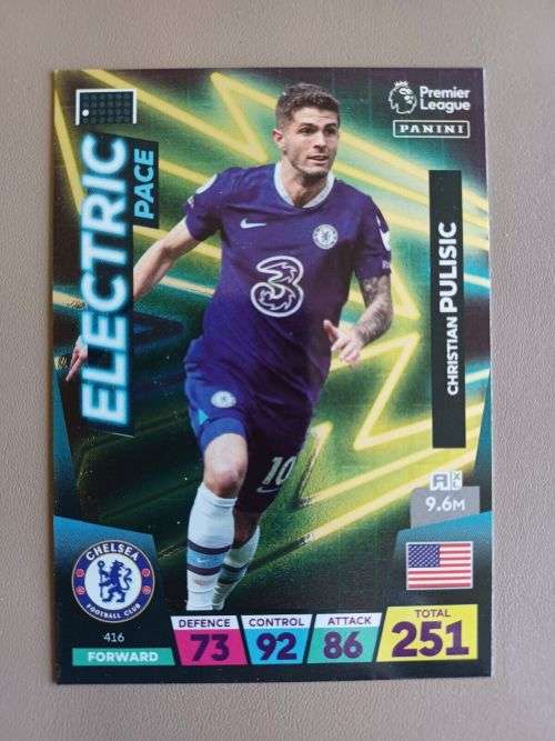 CHRISTIAN PULISIC - PANINI  English Premier League 2022/23 - `ELECTRIC PACE` TRADING CARD 416