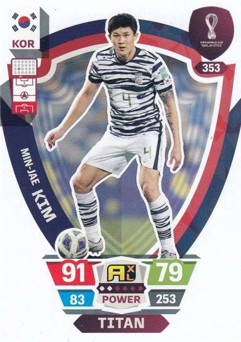 MIN JAE KIM - PANINI `FIFA WORLD CUP 2022` QATAR - FOIL `TITAN` TRADING CARD 353