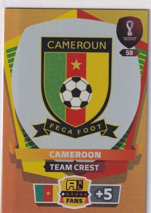 CAMEROON - PANINI `FIFA WORLD CUP 2022` QATAR - `TEAM CREST` TRADING CARD 59