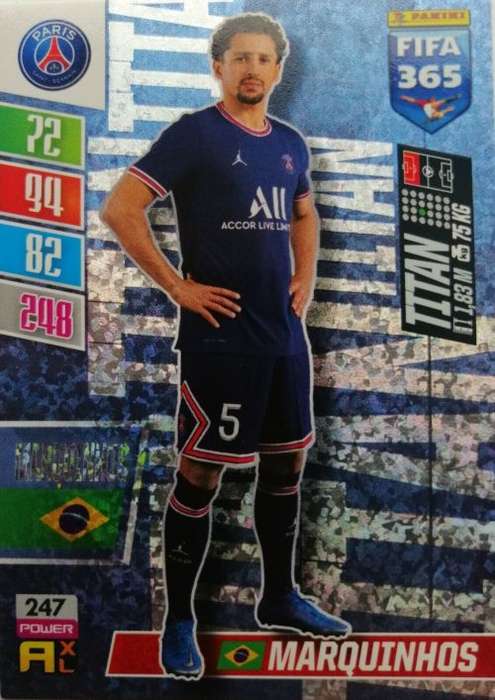 MARQUINHOS - PANINI `FIFA 365 COLLECTION` 2021/22 - SILVER `TITAN` TRADING CARD 247