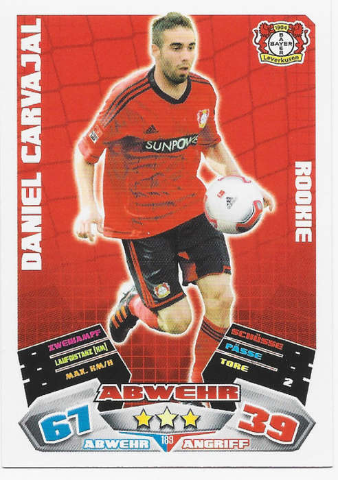 DANI CARVAJAL - TOPPS `MATCH ATTAX BUNDESLIGA` 2012/13 - `ROOKIE` TRADING CARD