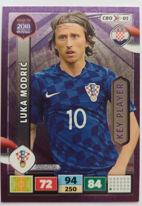 LUKA MODRIC - PANINI `Road to WORLD CUP 2018` - `KEY PLAYER`  FOIL TRADING CARD