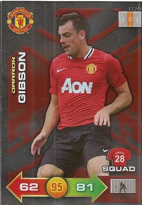DARRON GIBSON - PANINI `MANCHESTER UNITED ADRENALYN XL 2012` - RARE `SPECIAL SQUAD` FOIL CARD 79