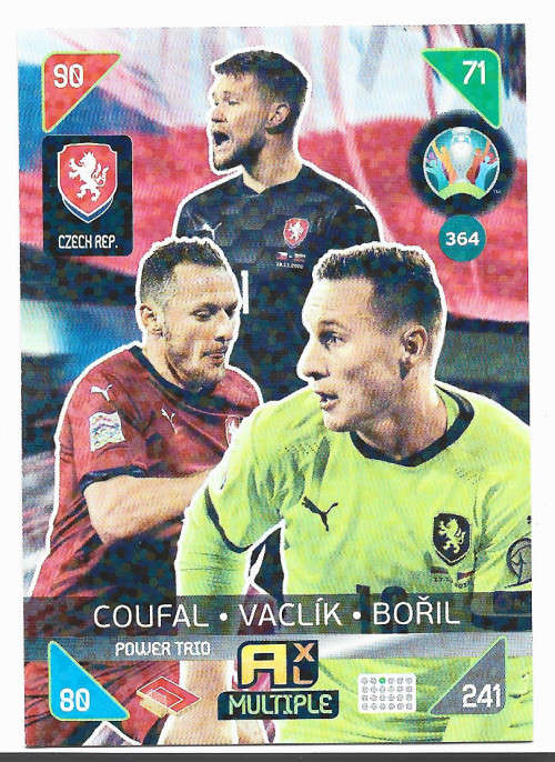 CECH REPUBLIC - PANINI  `EURO 2020 KICK OFF` -  FOIL `POWER TRIO` TRADING CARD 364