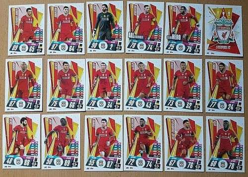 LIVERPOOL FC - TOPPS `CHAMPIONS LEAGUE` 2020/21 -  COMPLETE TEAM SET of 18 TRADING CARDS