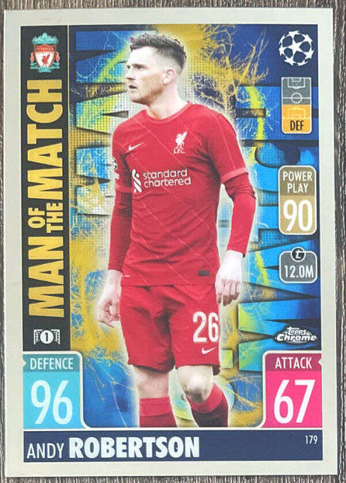 ANDY ROBERTSON - TOPPS `CHAMPIONS LEAGUE` 2020/21 -  FOIL `MAN of the MATCH` TRADING CARD 391