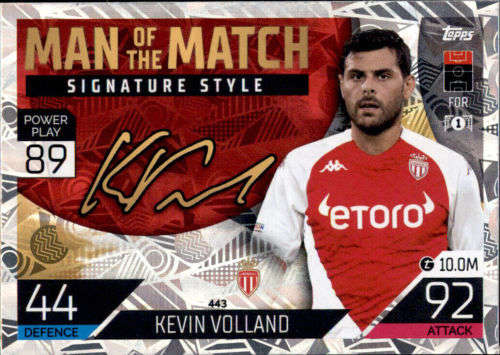 KEVIN VOLLAND - TOPPS `CHAMPIONS/EUROPA LEAGUE` 2022/23 -  FOIL `MAN of the MATCH ` TRADING CARD