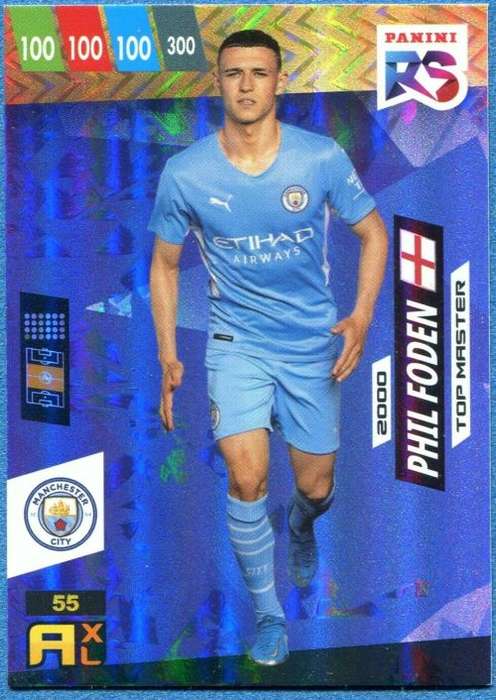 PHIL FODEN - PANINI `FIFA 365 COLLECTION` 2021/22 - RISING STAR `TOP MASTER` FOIL TRADING CARD