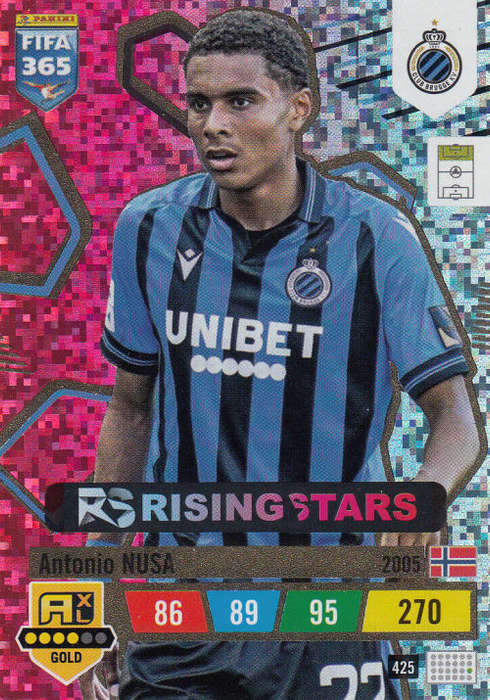 ANTONIO NUSA - PANINI `FIFA 365 COLLECTION` 2023 - GOLD `RISING STAR` FOIL TRADING CARD 425