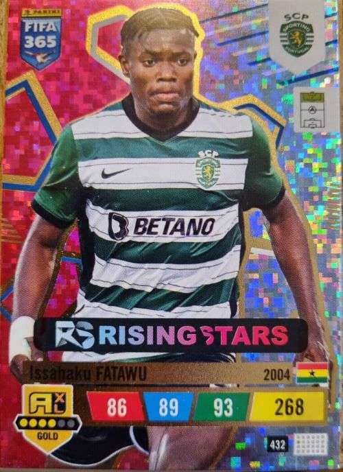 ISSAHAKU FATANU - PANINI `FIFA 365 COLLECTION` 2023 - GOLD `RISING STAR` FOIL TRADING CARD 432