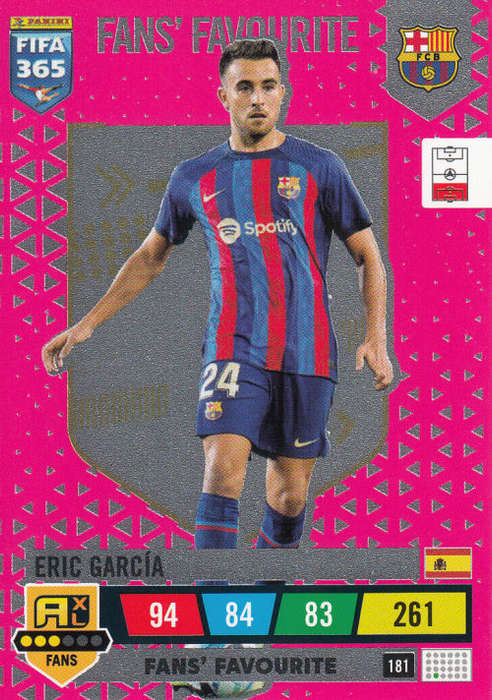 ERIC GARCIA - PANINI `FIFA 365 COLLECTION` 2023 - `FANS FAVORITE` FOIL TRADING CARD 181