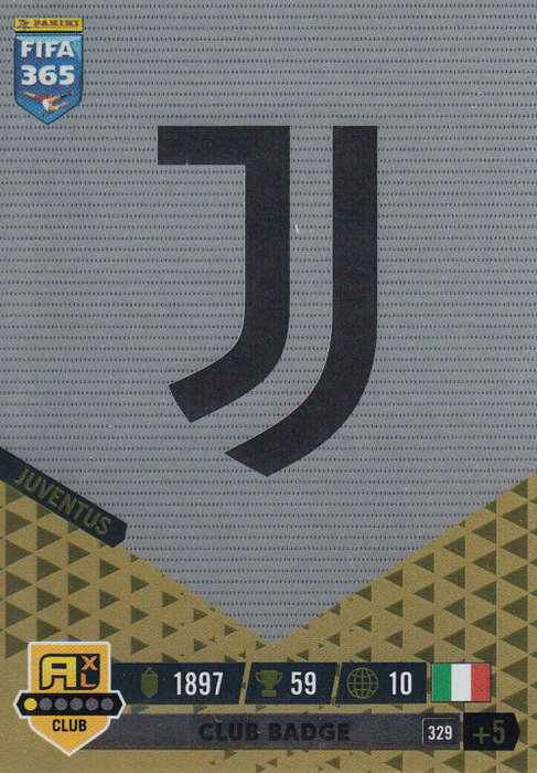 JUVENTUS - PANINI `FIFA 365 COLLECTION` 2023 - `CLUB BADGE` FOIL TRADING CARD 329