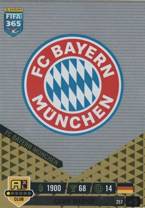 BAYERN MUNCHEN FC - PANINI `FIFA 365 COLLECTION` 2023 - `CLUB BADGE` FOIL TRADING CARD 257