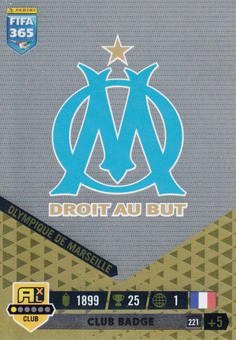 OLYPIQUE DE MARSEILLE - PANINI `FIFA 365 COLLECTION` 2023 - `CLUB BADGE` FOIL TRADING CARD 221