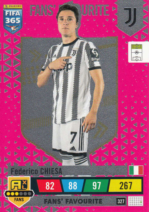 FEDERICO CHIESA - PANINI `FIFA 365 COLLECTION` 2023 - `FANS FAVORITE` FOIL TRADING CARD 327