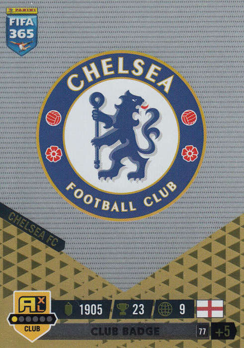 CHELSEA FC - PANINI `FIFA 365 COLLECTION` 2023 - `CLUB BADGE` FOIL TRADING CARD 77