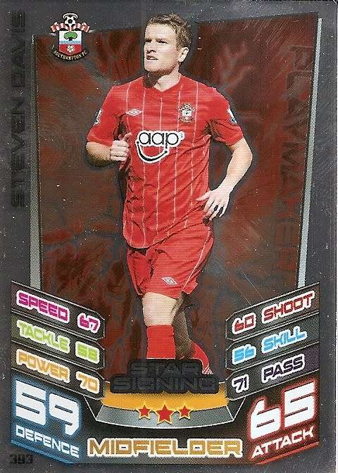 STEVEN DAVIS - TOPPS `MATCH ATTAX` 2012/2013 - FOIL `STAR SIGNING` TRADING CARD