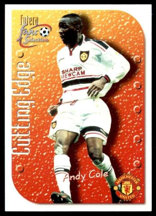 ANDY COLE - MAN. UNITED `Futera Fans Selection 1999`- `EMBOSSED` TRADING CARD CE2