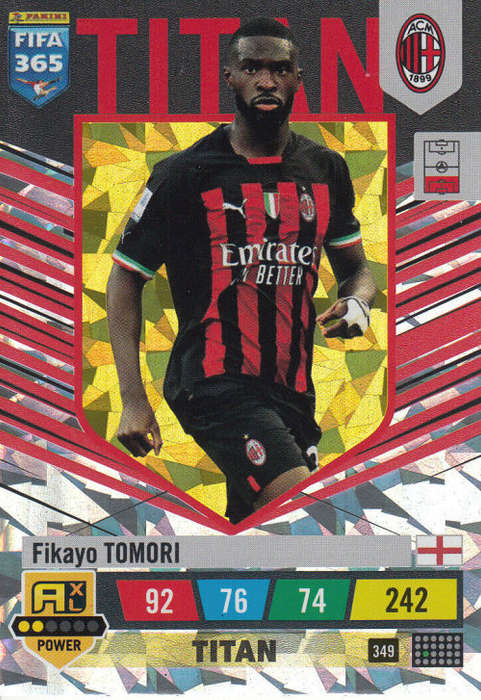 FIKAYO TOMORI - PANINI `FIFA 365 COLLECTION` 2023 - `TITAN` FOIL TRADING CARD 349