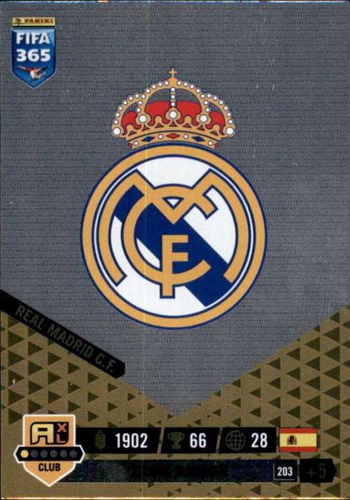 REAL MADRID FC - PANINI `FIFA 365 COLLECTION` 2023 - `CLUB BADGE` FOIL TRADING CARD 203