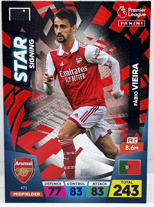 FABIO VIEIRA - PANINI  English Premier League 2022/23 - `STAR SIGNING` TRADING CARD 472