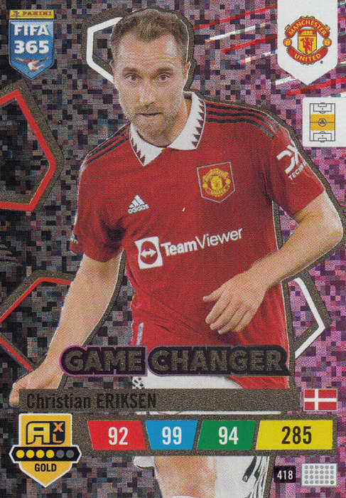 CHRISTIAN ERIKSEN - PANINI `FIFA 365 COLLECTION` 2023 - `GAME CHANGER` FOIL TRADING CARD 418