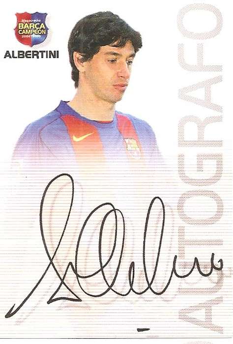 M. ALBERTINI -`BARCELONA AUTOGRAFO` 2004/05 CAMPEON COLLECTION - RARE `PRINTED AUTOGRAPH` CARD