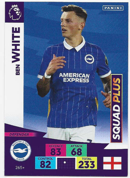 BEN WHITE (Brighton) - EPL ADRENALYN `PLUS` 2020/2021 - `NEW SIGNING` TRADING CARD